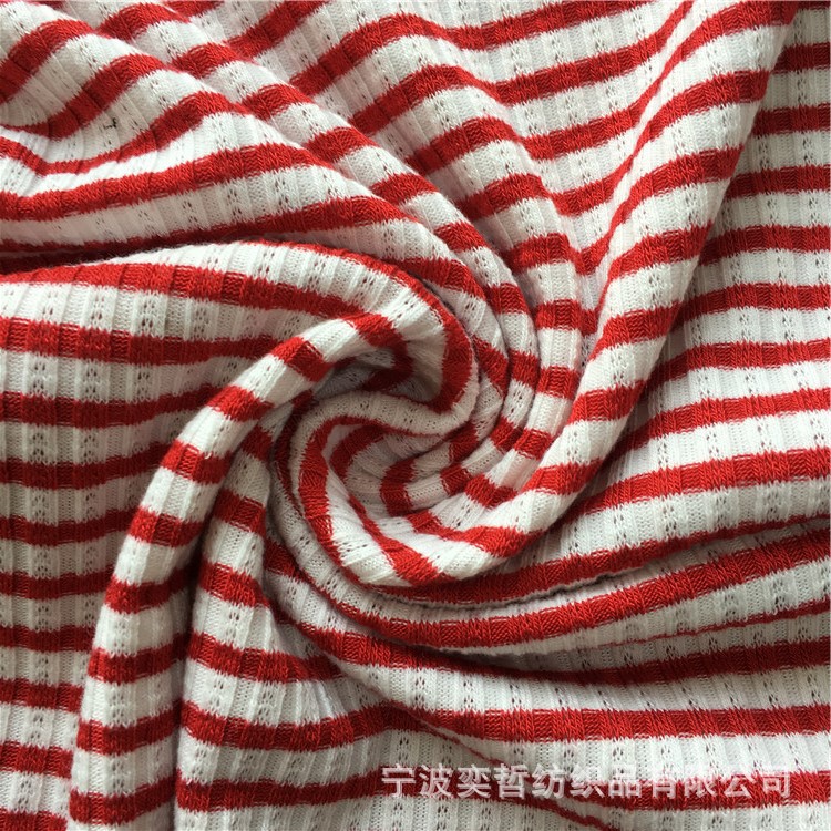 厂家 供应针织提花彩条罗纹 时尚女装 服装面料