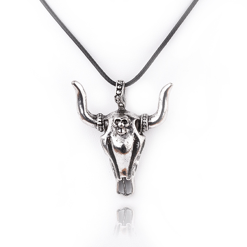 Fashion new punk retro bull head pendant necklace wholesale