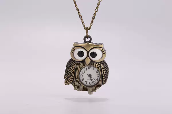 Owl Cute Mini Bronze Antique Hanging Watch Small Quartz Pocket Watch 8908