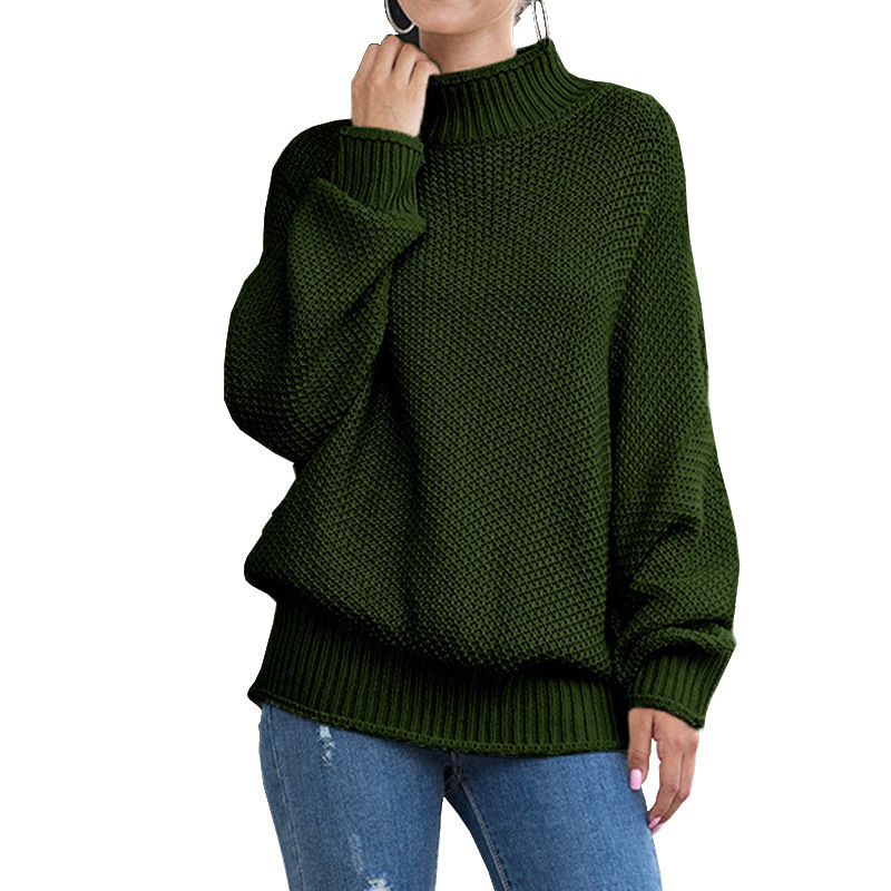 Suéter de punto grueso de exportación europeo y americano para mujer, éxito de ventas en Amazon para otoño e invierno 2025, con bordes enrollados y mangas de murciélago, YW1008