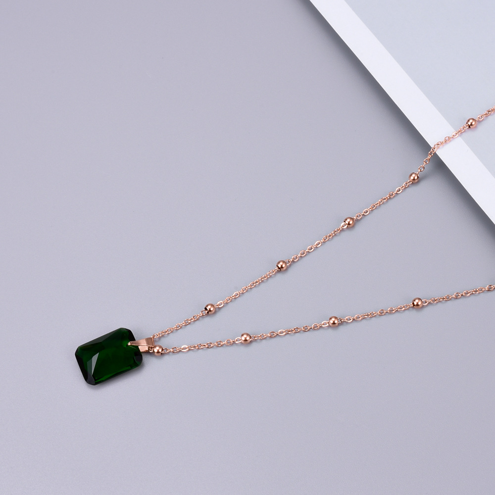 Wholesale Jewelry Emerald Big Zircon Square Pendant Fashion Necklace Nihaojewelry display picture 10