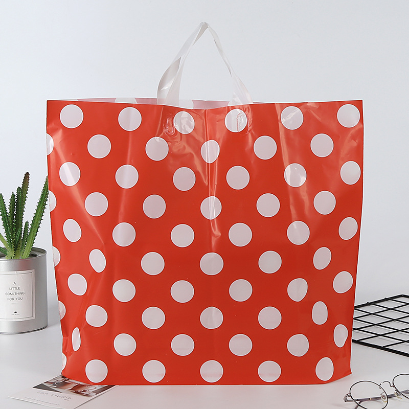 定制女装红圆点冲孔袋塑料印刷购物通用礼品包装袋定做特价|ru