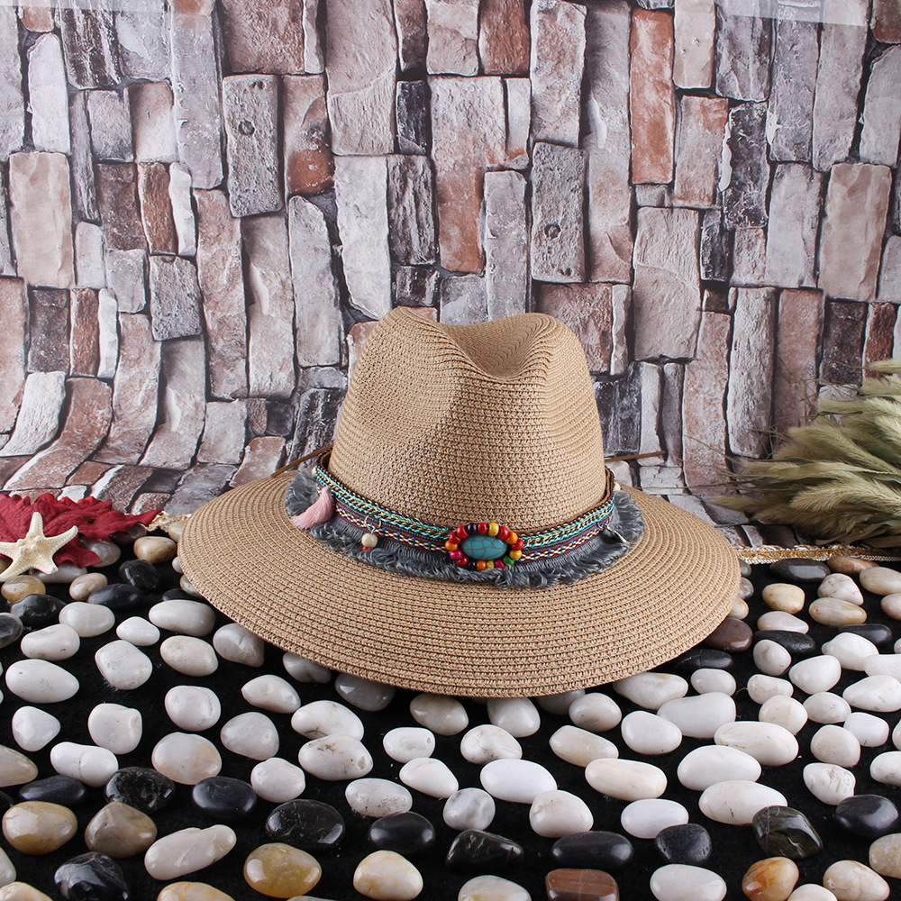 Sombrero de paja de mujer a juego de moda de verano nuevo sombrero de paja ajustable con protección solar en forma de campana sombrero de paja de viaje de playa