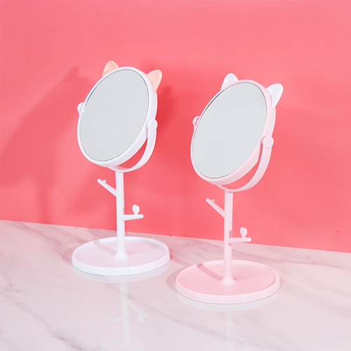 Cat ear desktop vanity mirror HD fashion magnifying princess mirror dormitory desktop vanity mirror beauty mirror
