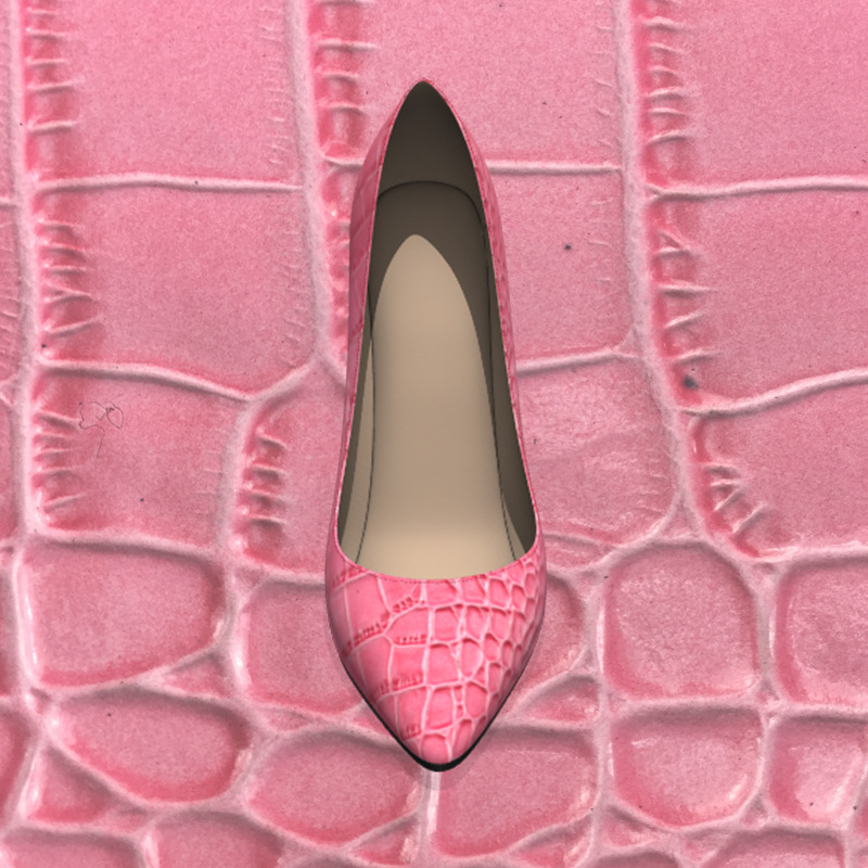 真皮小牛胎牛皮 头层鳄鱼纹印花皮革全粒面压花皮粉色 适用箱包鞋