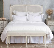 法式实木雕花床美式做旧复古双人床时尚藤床卧室1.8米婚床