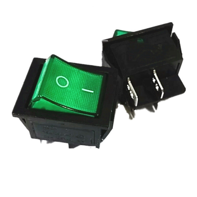 开曼厂家供应KCD4带灯/电源翘板开关 D4电源开关 4脚双刀船型开关