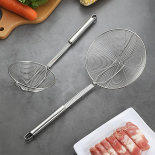 Thickened four-line stainless steel colander household noodle spoon filter screen kitchen frying line drain strainer screen