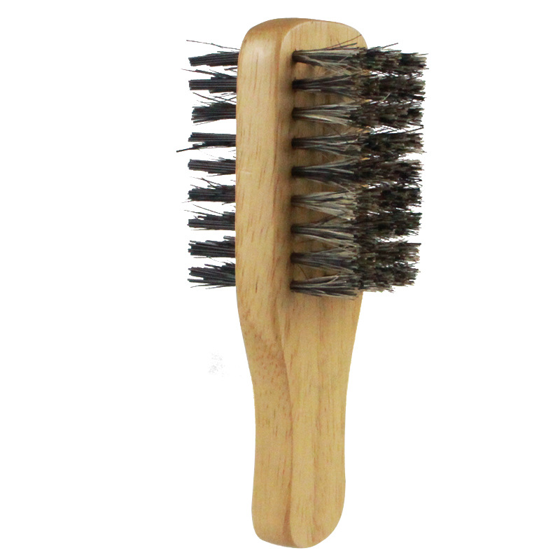 Mastry European And American Men's Double-sided Beard Brush Dual-use Beard Hair Cleaning Bristle Beech Brush Wholesale