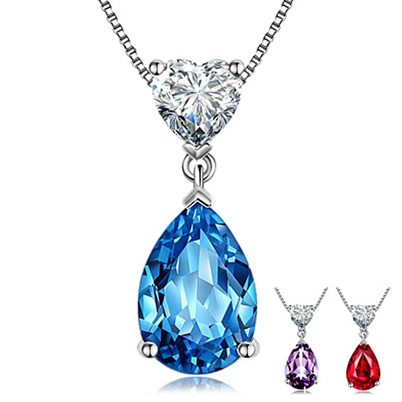 (Cross-border trading), pendant heart shaped, sapphire accessory, simple and elegant design