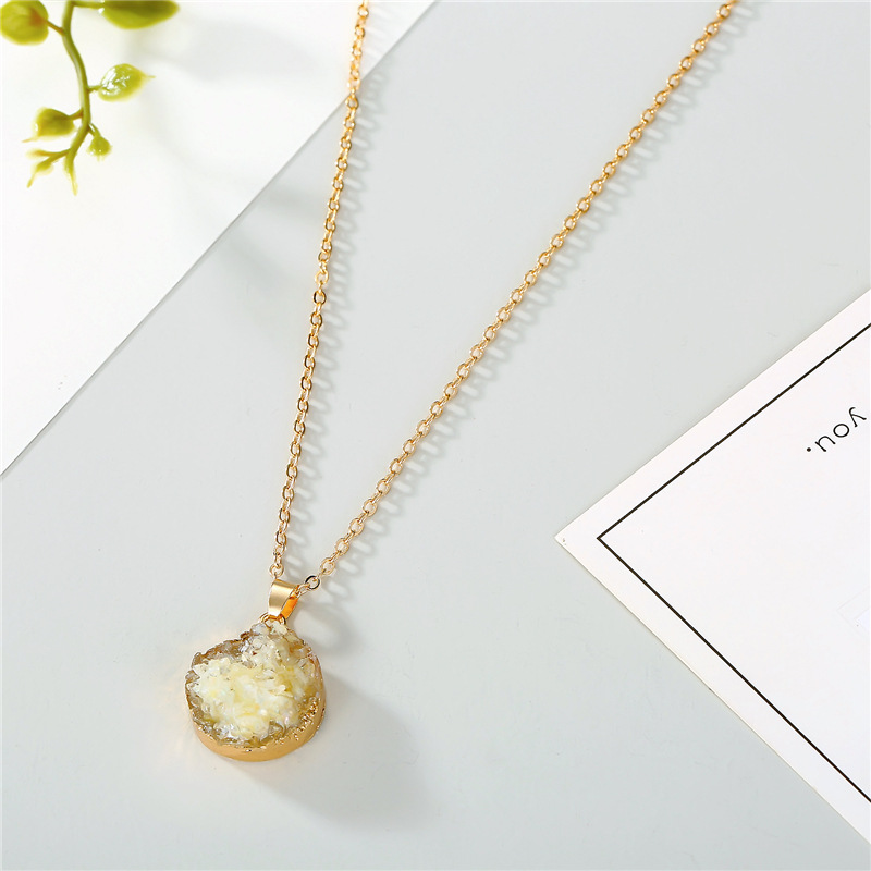 Jewelry Original Shell Necklace Imitation Natural Stone Round Pendant Resin Necklace