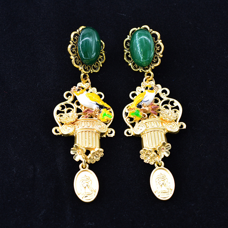 Earrings Wholesale Fashion Exaggerated Retro Angel Flower Diamond Earrings display picture 6
