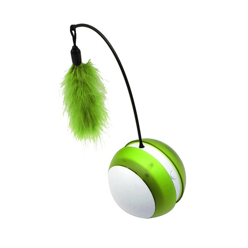 New Upside-Down Electric Pet Cat Toy, Light-Up and Sound-Rolling Ball with Feathers, Cat Teaser Wand for Cats