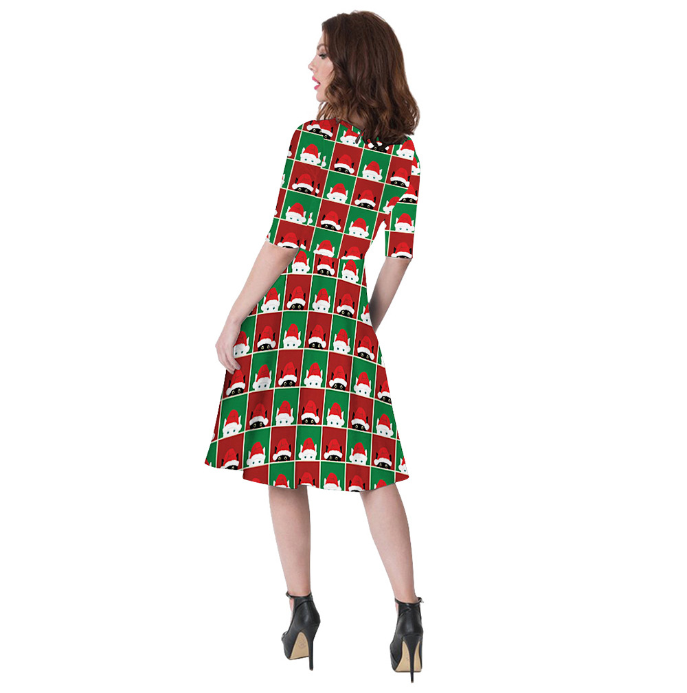 women s Santa Claus digital printing dress nihaostyles wholesale Christmas costumes NSMID78950