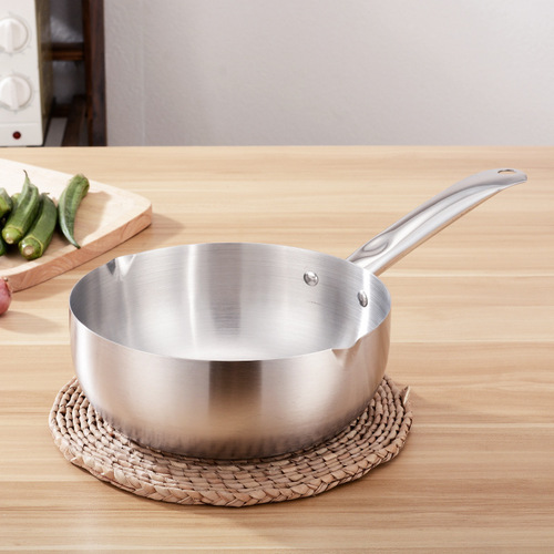 Stainless steel Spatula milk pot, Japanese home use single handle instant noodle pot, thick electromagnetic stove multi-purpose non-stick pot wholesale