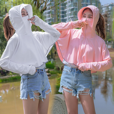 2020新款女夏骑行防晒神器披肩衣服冰丝遮阳脸部防紫外线一件代发|ru