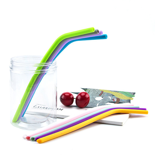 Factory direct sales silicone straws reusable folding silicone straws colorful beverage milk tea straws
