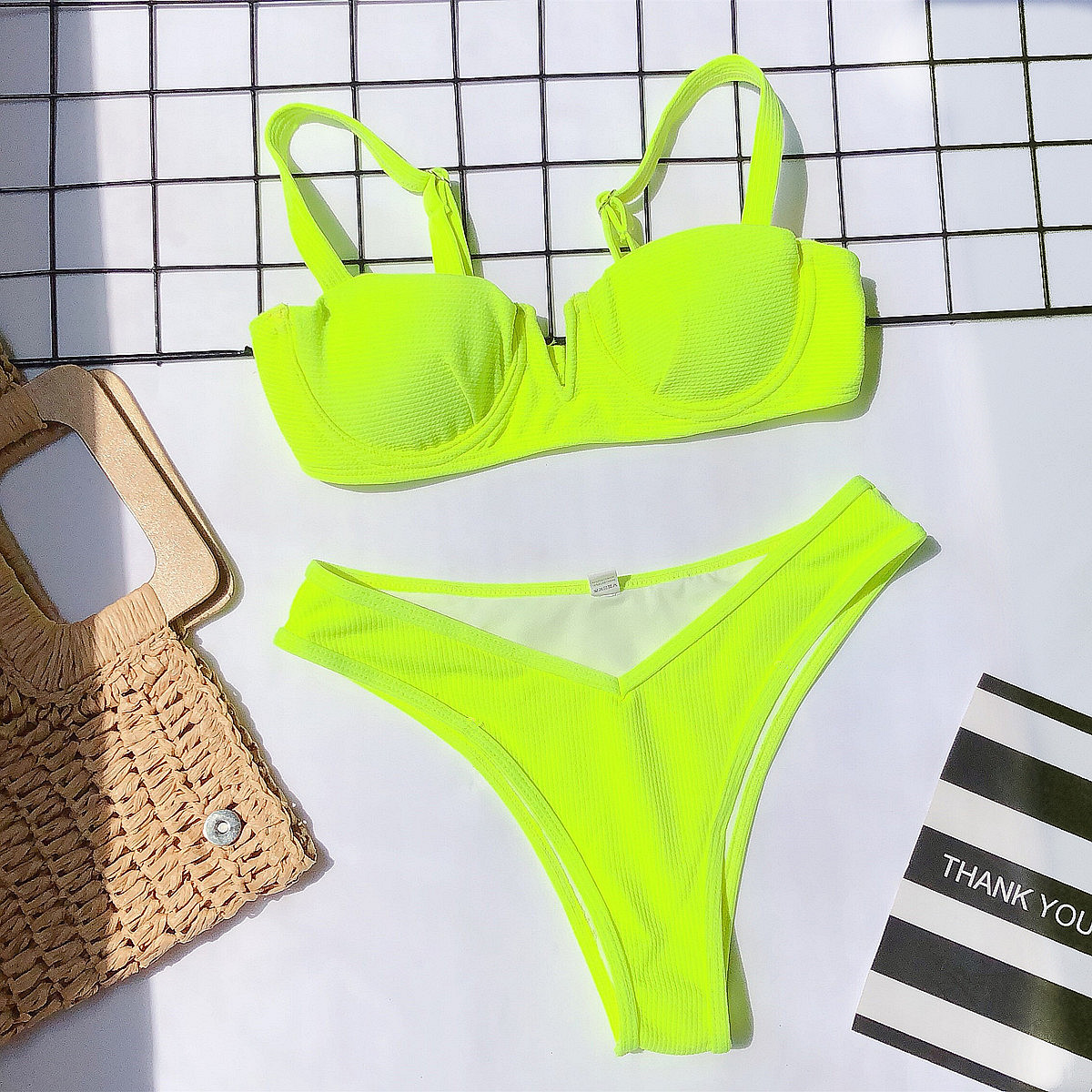 new bikini v-neck swimsuit ladies split swimwear NSDA1212
