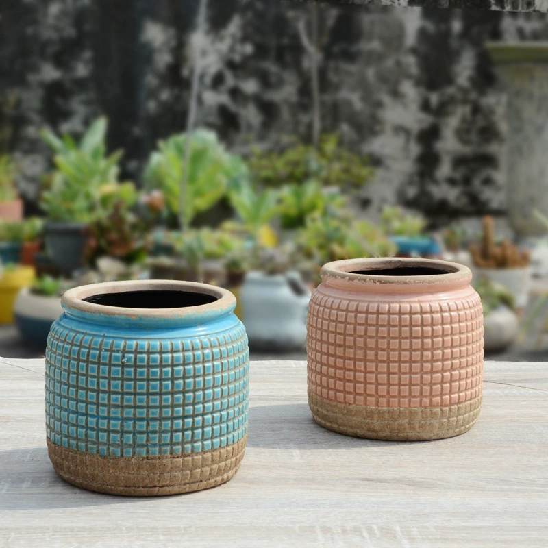 Керамический горшок Керамический цветочный горшок Цветочный горшок Сад Балкон Зеленая посадка Ледяной крекинг Глазурь Старый мясистый горшок Сухой цветок Цветочная композиция