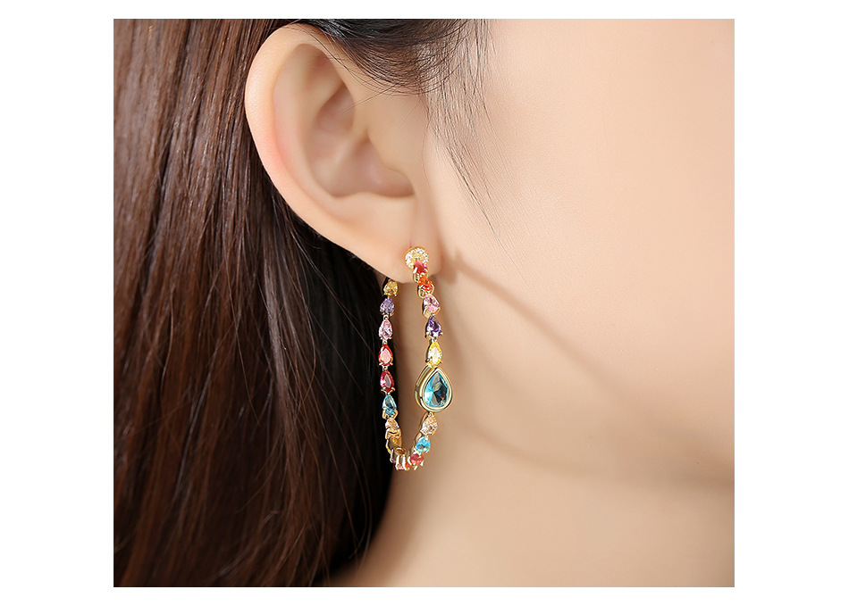 Dew Earrings Banquet Atmosphere Ladies Copper Inlaid Zirconium Earrings Earrings Gift display picture 3