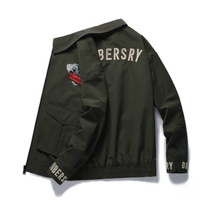 Men’s Lapel embroidered letter coat in spring and Autumn