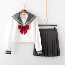 日本JK制服基础款学院风正统学生校班中间服灰二本水手服两件套装