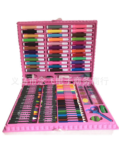 Traje de cepillo de 150 piezas para niños DIY pintura graffiti arte crayón acuarela pluma caja de regalo fabricante de papelería