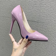 ladies heels 2023春季新款单鞋高跟浅口欧美大码414243一脚蹬