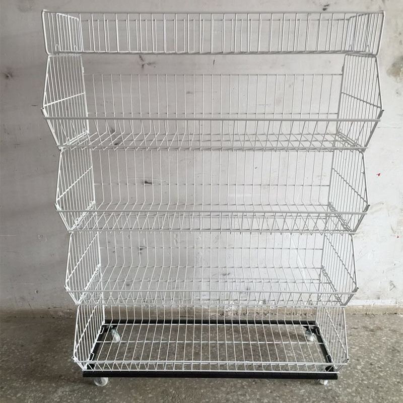 移动超市线棒式零食斜口篮层网架面包架笼置物架出口厂家