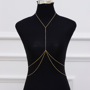 Cross-border European and American Accessories Women's Double-layer Fashion Alloy Plated Body Chain One-piece Chain Body Chain
