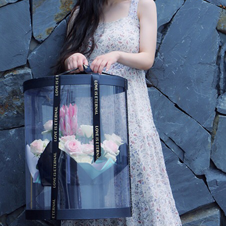 Large Round Korean-style Flower Box pvc Bubble Bucket Holding Bucket Holding Bucket to pick up girls with heroic flowers in hand Flower Box in Stock