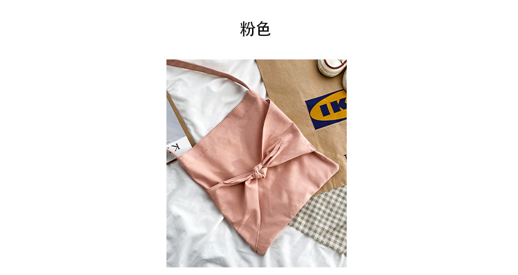 Fresh Bow Simple Canvas Bag Shoulder Bag Chic Literary Female Messenger Bag display picture 63