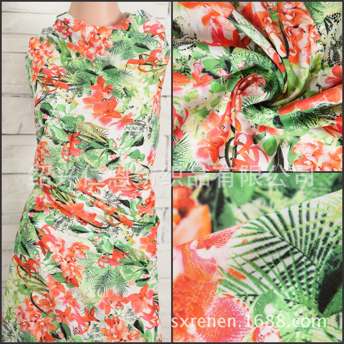 100%Viscose 梭织人棉印花面料 floral print dress shell fabric