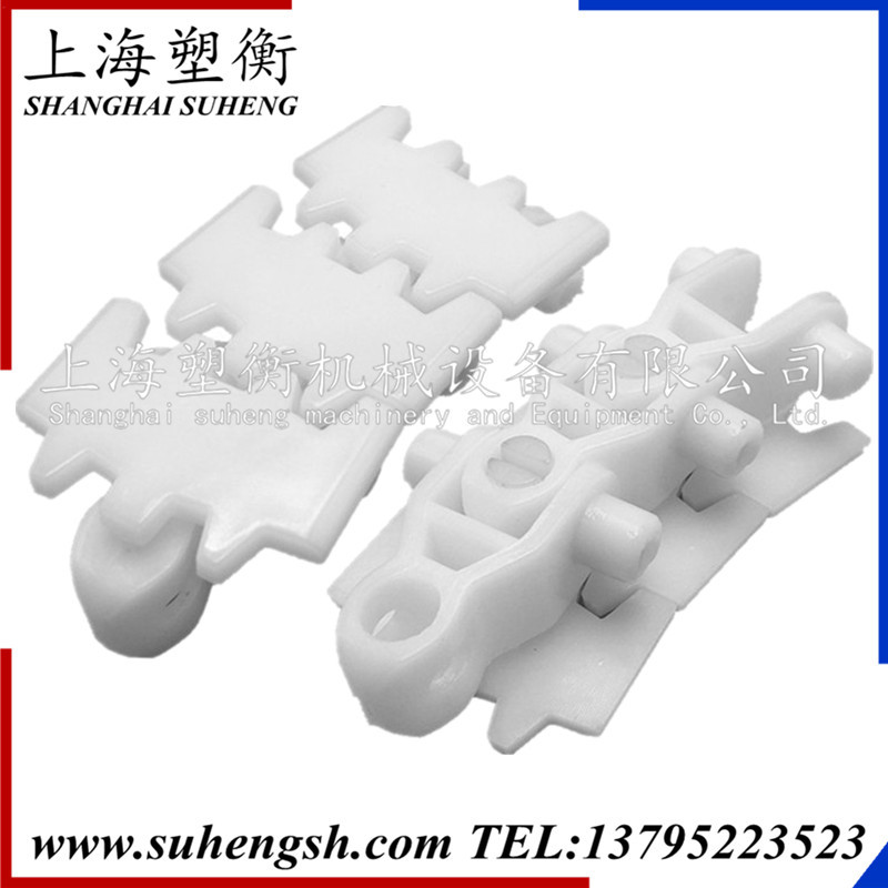 44齿形平板板链尖齿柔性链43塑钢转弯平顶链柔性输送机侧弯链配件