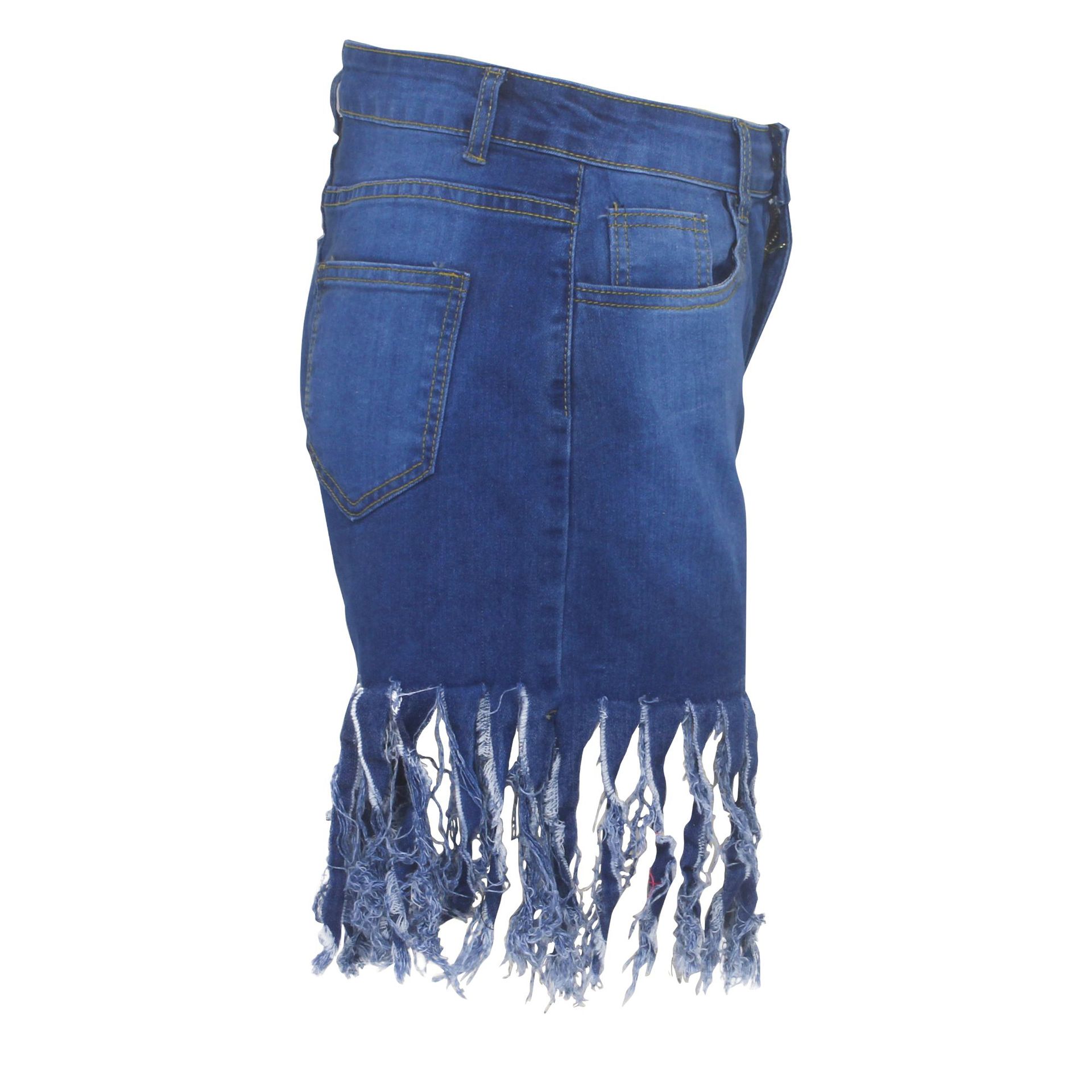 fashion sexy tassel denim straight shorts NSSF64054