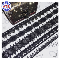 Bulk Black Water-Soluble Embroidered Geometric Lace Necklace Edge 2cm Polyester Heart Lace Edge Polyester Glossy Barcode