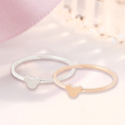 韩版新款 高端大气大方单环头米奇头戒指 新品戒指 可爱 钛钢货源|ms