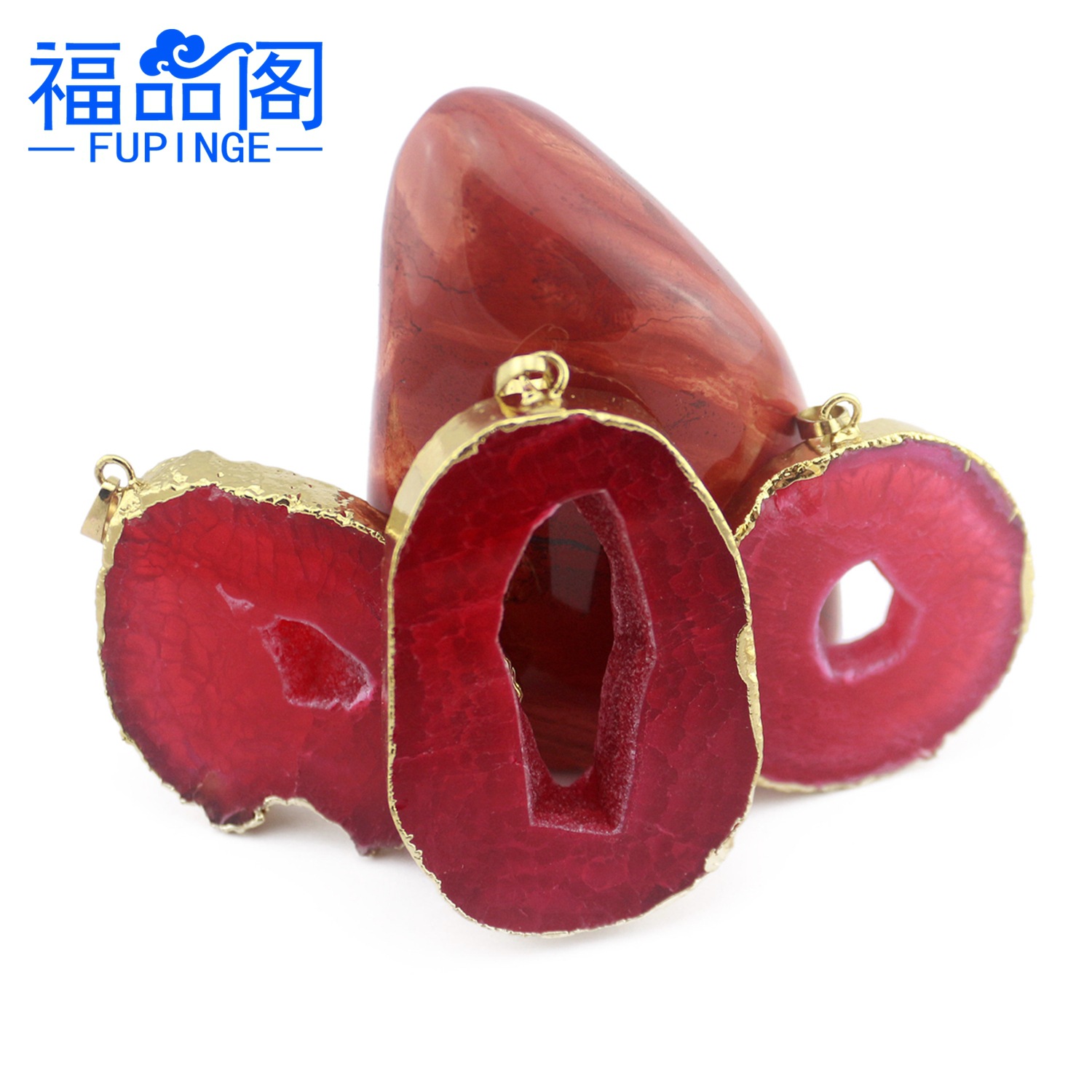 批发天然玛瑙晶牙鎏边吊坠 欧美流行夸张通透中空镂空 外贸新款|ms