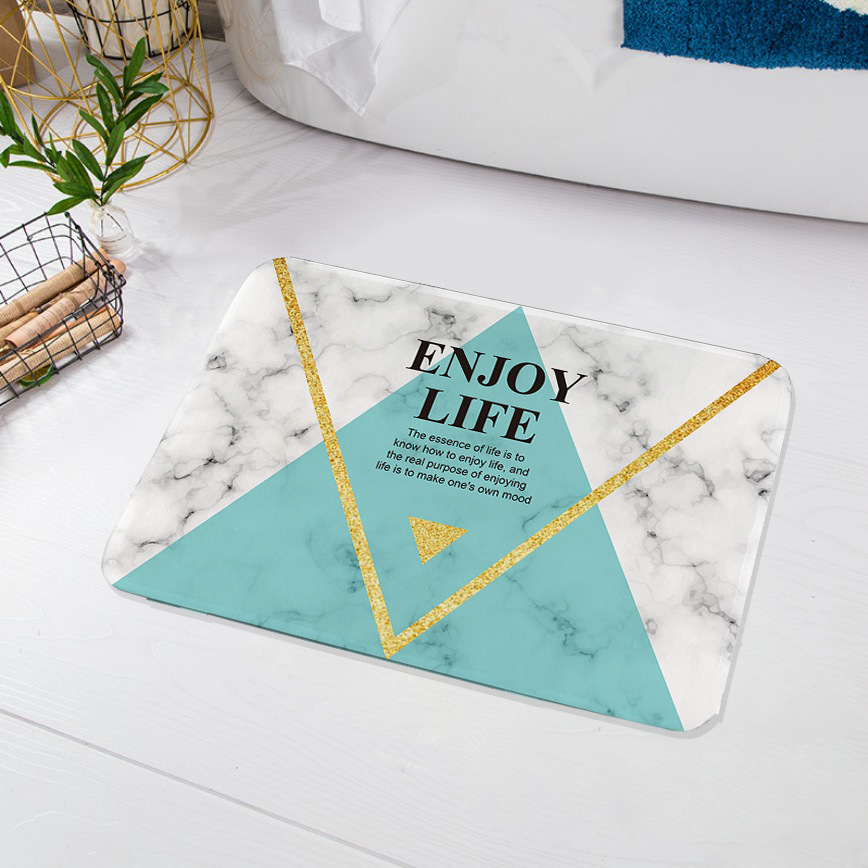 Alfombra de puerta de baño de estilo nórdico alfombra de piso impresa no tejida super suave alfombra de piso de felpa corta hogar absorbente alfombra de piso impresa