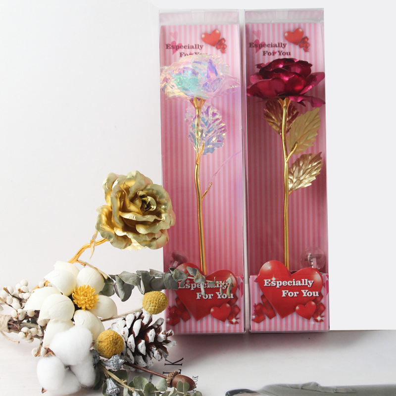 Coffret Cadeau Saint Valentin En Feuille D&#39;or Rose Brillant display picture 13