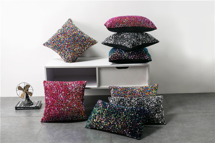 Housse de coussin décorative pour canapé, motif floral, broderie colorée, couleur unie, style nordique_voghion.com