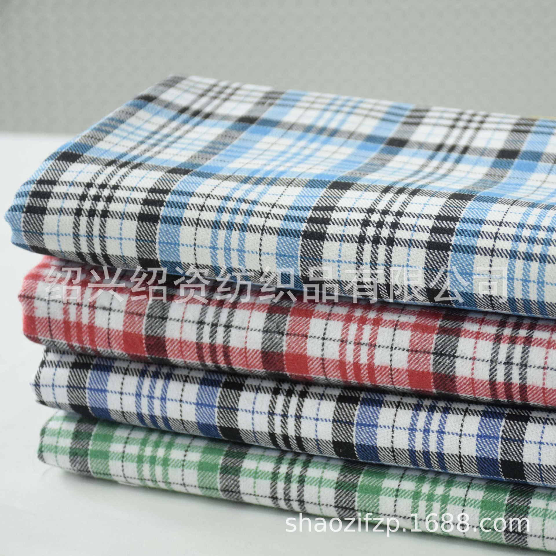 涤棉磨毛拉绒色织大格子衬衣裤子休闲外套鞋帽箱包面料