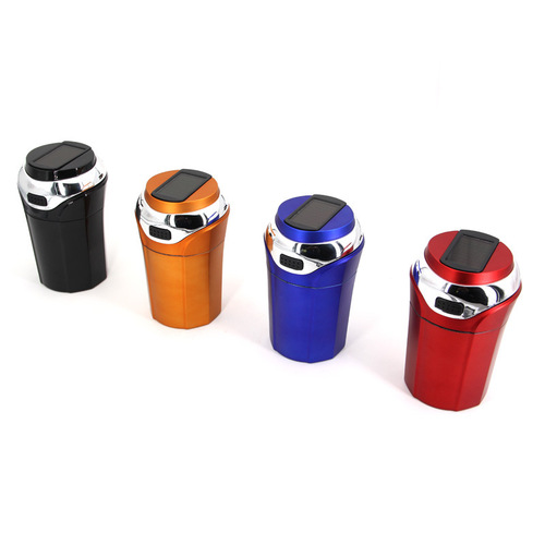 Car Flash N12E Car Cigarette Ashtray Solar Charging Light Strip with Cover Creative Car Accessories