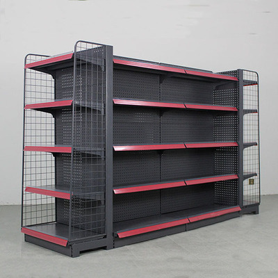 高档加厚单面超市货架便利店商店双面 磨砂灰洞洞板展示架 可定制|ms