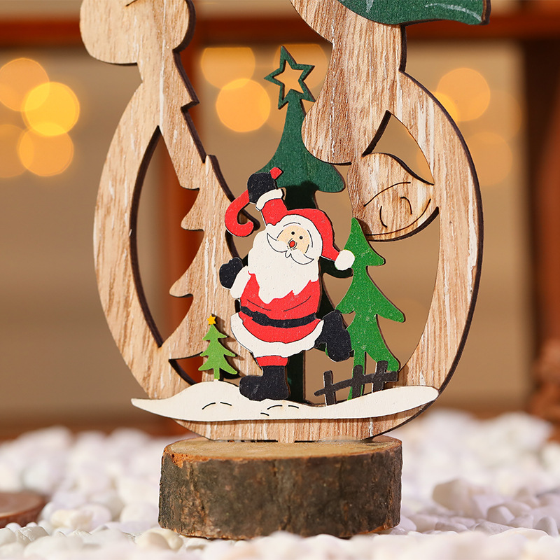 Christmas Christmas Tree Santa Claus Snowman Wood Party Ornaments display picture 3