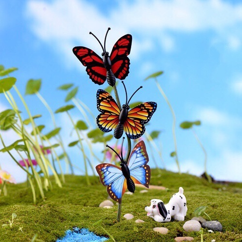 Moss Micro Landscape Ornament, Realistic Butterfly Mini Butterfly Cartoon Multicolor DIY Assembly Small Decor Succulent Decoration