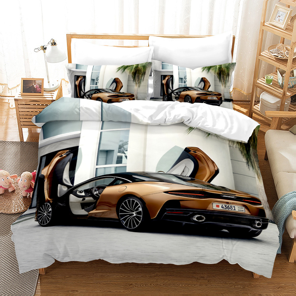 3D sports car cross border home textile Three Piece Bedding foreign