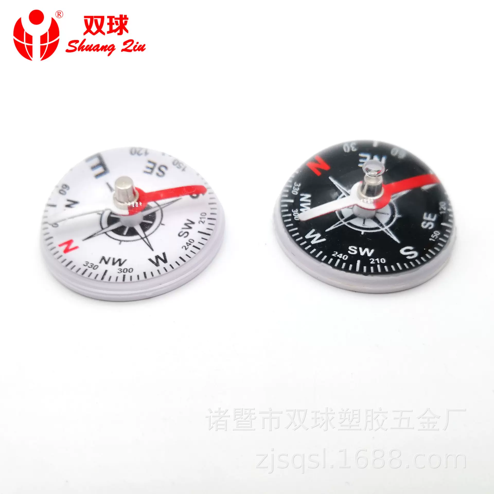 厂家直供双球牌37MM半球形环保塑料指南针户外高精准指北针批发