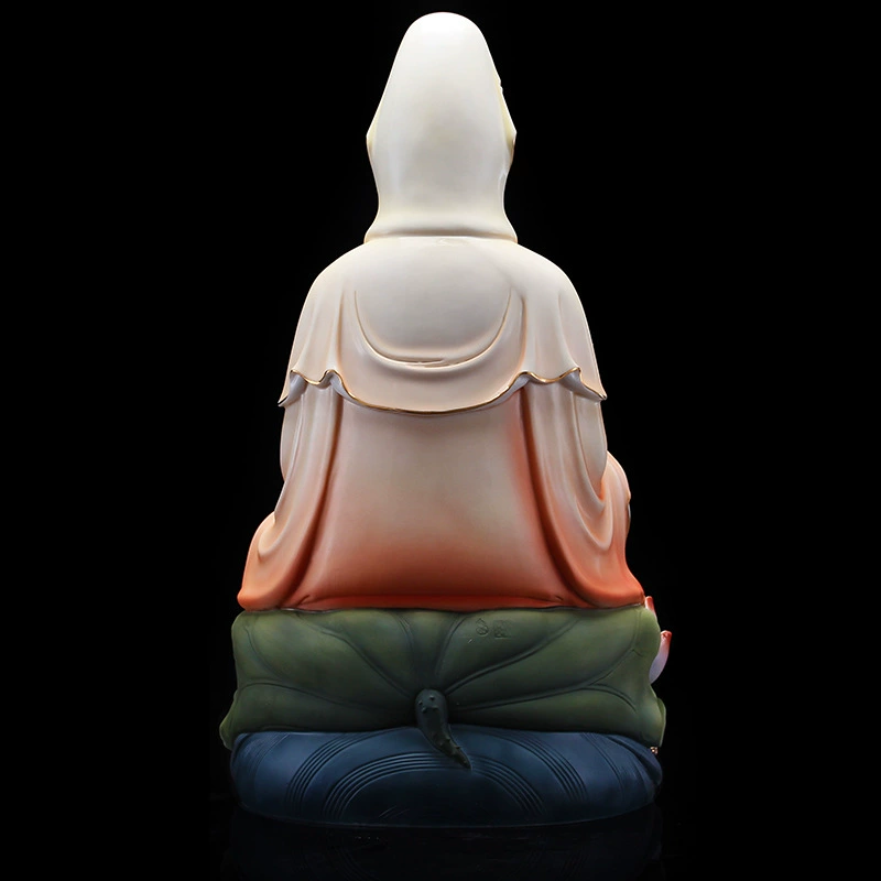本器 Painted Buddha statue sitting on lotus, Guanyin Bodhisattva statue, ceramic Guanyin Buddha statue, household safety protection and worship ornaments manufacturer