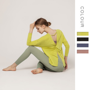 Solid color loose back Yoga Top Women yoga modal long sleeve quick dry running women yoga fitness wear